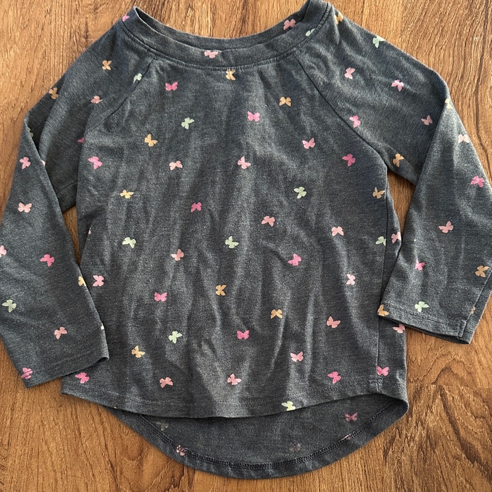 Kids Butterfly Print Long Sleeve Shirt